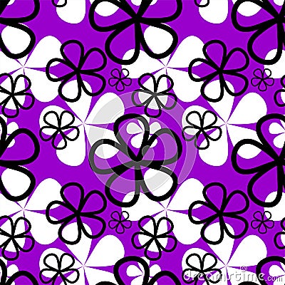 Abstract violet flower seamless Pattern. Vector Illustration