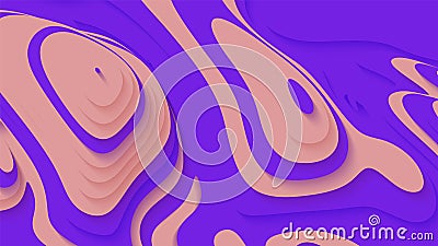 Abstract violet paper cut terrain. Paper sclices with soft shadow form 3d hills. Minimalistic design. Vector Vector Illustration