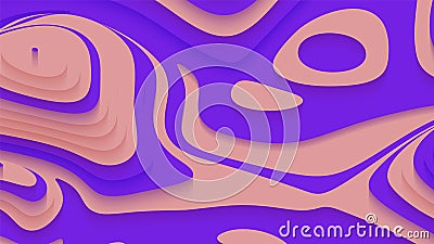 Abstract violet paper cut terrain. Paper sclices with soft shadow form 3d hills. Minimalistic design. Vector Vector Illustration