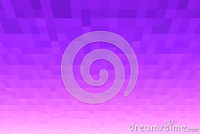 Abstract violet and pink gradient background. Texture with pixel square blocks. Mosaic pattern. Plane in perspective Stock Photo
