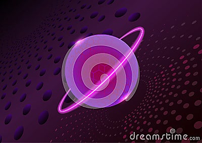 Abstract violet round global star planet science light network communication technology background vector illustration Vector Illustration