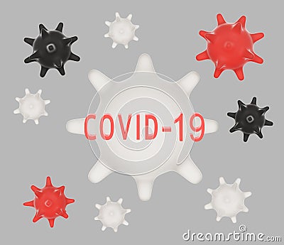 Abstract virus strain model coronavirus, Novel coronavirus covid-19 with text Cartoon Illustration
