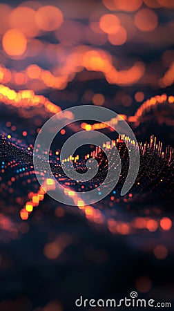 Abstract Visualization of Colorful Waves with Dynamic Bokeh Effect and Vibrant Light Glow Stock Photo