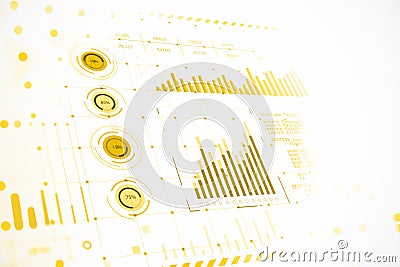 Abstract visualization of data analytics on a light background. 3D Rendering Stock Photo