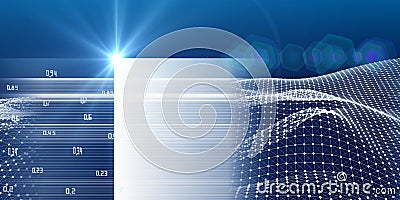 Abstract visualization polygonal grid of artificial intelligence concept with blured lines and star. Quantum virtual cryptography Stock Photo