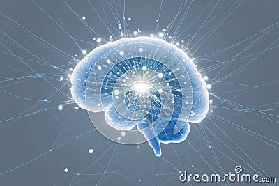 Abstract visualization of thought processes in the brain: vibrant neural networks and ideas that represent creativity and Stock Photo