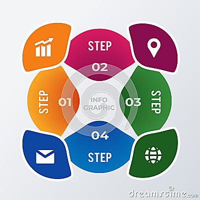 Abstract Visualized Numbers infographic template design. Business concept infograph with 4 options, steps or processes. Vector Vector Illustration