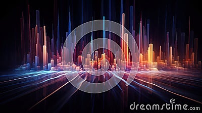 Abstract visualizer with cascading lines and shapes Stock Photo