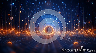 Abstract visualizer with glowing particles and abstract shapes Stock Photo