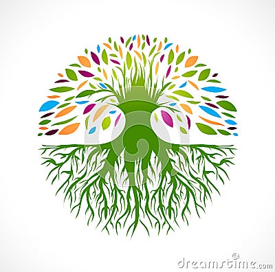 Abstract Vitality Tree Logo Vector Illustration