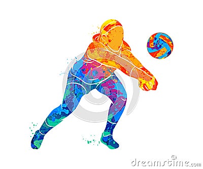 Abstract volleyball player Vector Illustration