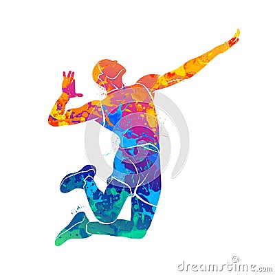 Abstract volleyball player Vector Illustration