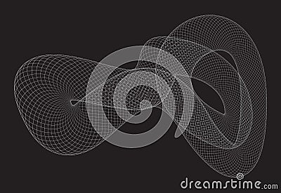 Abstract volumetric figure with a mesh surface Vector Illustration