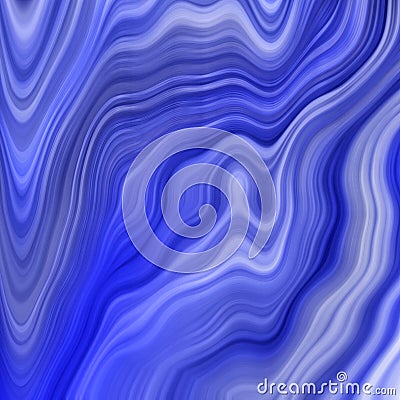 Abstract volumetric illustration with blue wavy lines, square Cartoon Illustration