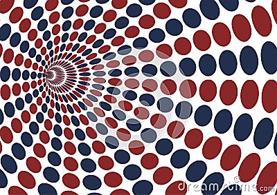 Abstract vortex with red and blue ellipse dot pattern on white b Vector Illustration