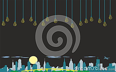 Abstract Wall Art, Original Wallpaper City Night Image Vector Vector Illustration