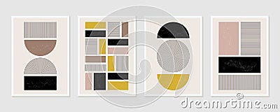 Abstract wall arts vector collection. Set of minimal geometric design posters. Vector Illustration