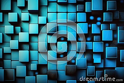 abstract wallpaper with repeated squares in cool blue tones, creating a calming and peaceful atmosphere Stock Photo