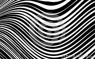 Abstract Warped Black and White Lines Background Vector Illustration