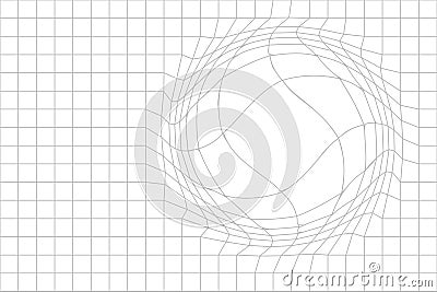 Abstract warped grid with distorted lines forming a dynamic optical illusion on a transparent background. Abstract Vector Illustration
