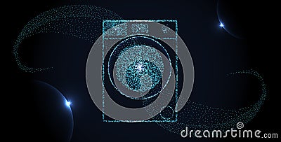 Abstract Washing machine made up of particles. Washing machine c Vector Illustration