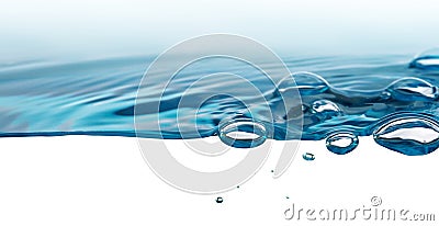 Abstract Water bubble drops splash. Blue color nature background Stock Photo