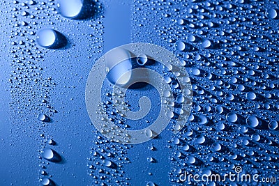 Abstract Water Drops Background with Flowing Drop Stock Photo