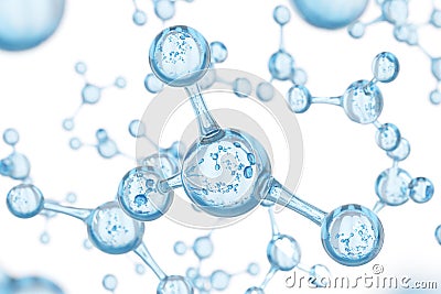 Abstract water molecules design. Atoms. Abstract water background for banner or flyer. Science or medical background. 3d Cartoon Illustration