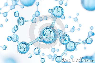 Abstract water molecules design. Atoms. Abstract water background for banner or flyer. Science or medical background. 3d Cartoon Illustration