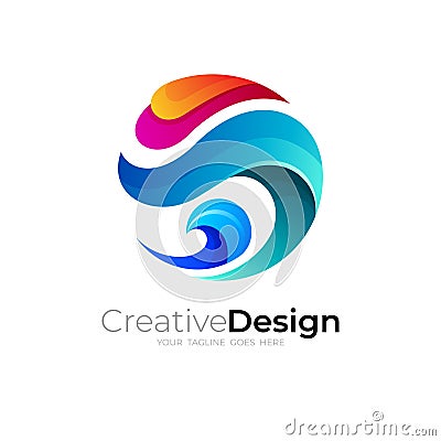 Abstract water wave design colorful, earth logos Vector Illustration
