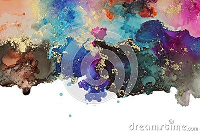 Art Abstract watercolor and acrylic flow blot painting. Color canvas marble texture background. Alcohol ink Stock Photo