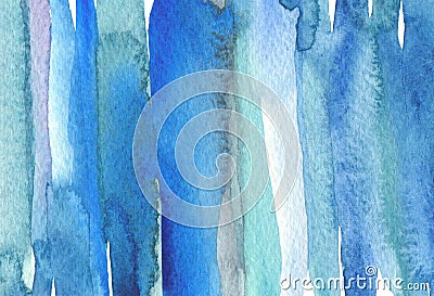 Abstract watercolor and acrylic line brush stroke blot painting. Blue, turquoise Color design element. Texture paper background Stock Photo