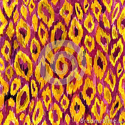 Abstract watercolor animal print imitation background. Leopard`s spotted fur seamless pattern Cartoon Illustration