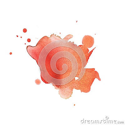 Abstract watercolor aquarelle hand drawn blot colorful red paint splatter stain. Stock Photo