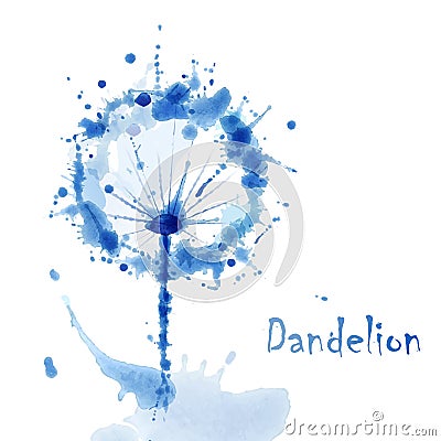 Abstract Watercolor art hand paint background with flower dandelion Vector Illustration