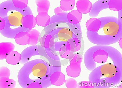 Abstract watercolor background with lilac and yellow spots Stock Photo