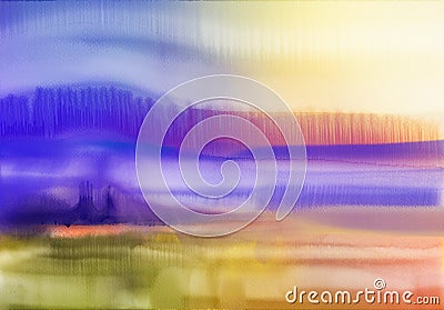 Abstract watercolor background. Semi- abstract watercolor painting landscape Stock Photo