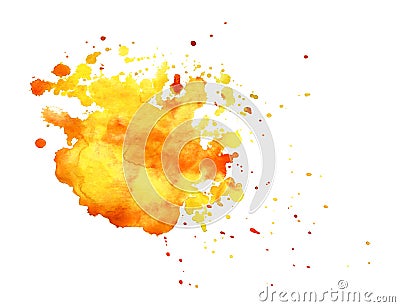 Abstract watercolor background. Shapeless cloud. lot of warm yellow and orange shades gradient from bright to rich red and yellow Cartoon Illustration