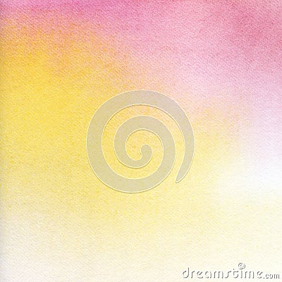 Abstract watercolor background. Texture of nice paper tinted by a delicate pink-yellow gradient. Ombre pastel tones. Smooth color Cartoon Illustration