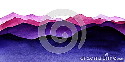 Abstract watercolor background on textured paper. Hand drawn colorful layers of delicate lilac, pink, blue and indigo Stock Photo