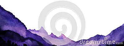 Abstract watercolor background. Violet paint waves on white backdrop. Gradient layers of purple color from dark on front Stock Photo