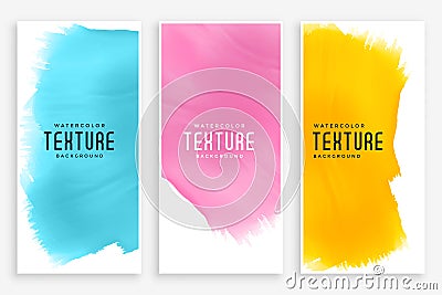 Abstract watercolor banners set in three colors Vector Illustration