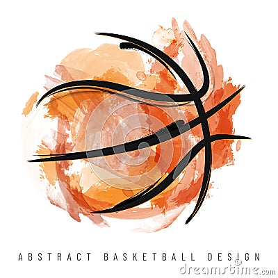 Abstract watercolor basketball ball on white background Vector Illustration