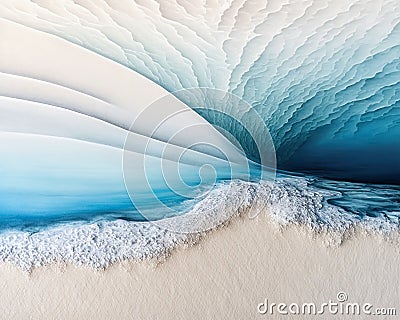 Blue Abstract watercolor beach and blue ocean. Fresh, cheerful and relaxing summer concept. Positive and healthy tones Stock Photo