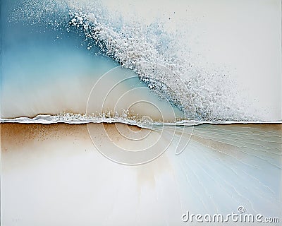Blue Abstract watercolor beach and blue ocean. Fresh, cheerful and relaxing summer concept. Positive and healthy tones Stock Photo