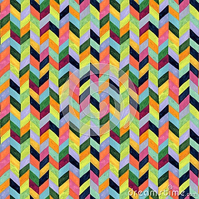 Abstract watercolor chevron seamless pattern. Water color stripes background Cartoon Illustration