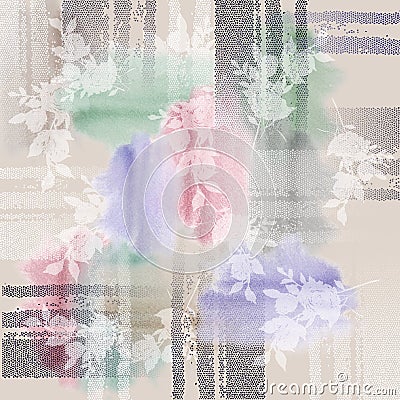 abstract watercolor colorful floral scarf design Stock Photo