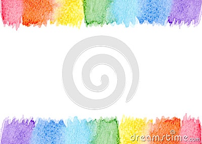 Abstract watercolor frame rainbow seven pastel colors background isolated Stock Photo