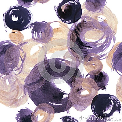 Abstract watercolor golden and purple circles Cartoon Illustration