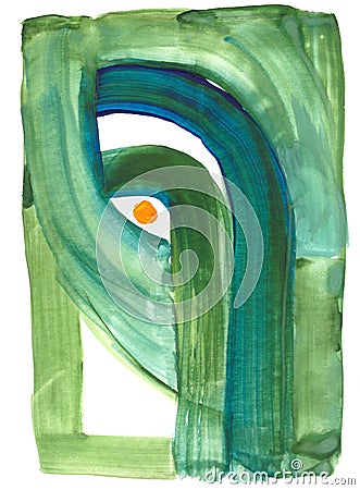 Abstract watercolor green turquoise orange graphic background for textile Stock Photo